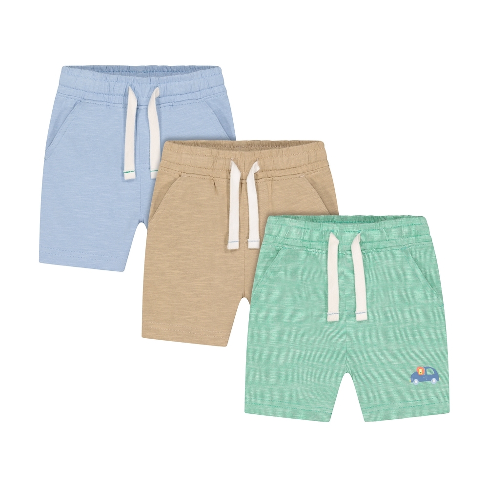 

Boys Shorts Car Print - Pack Of 3 - Blue Brown Green