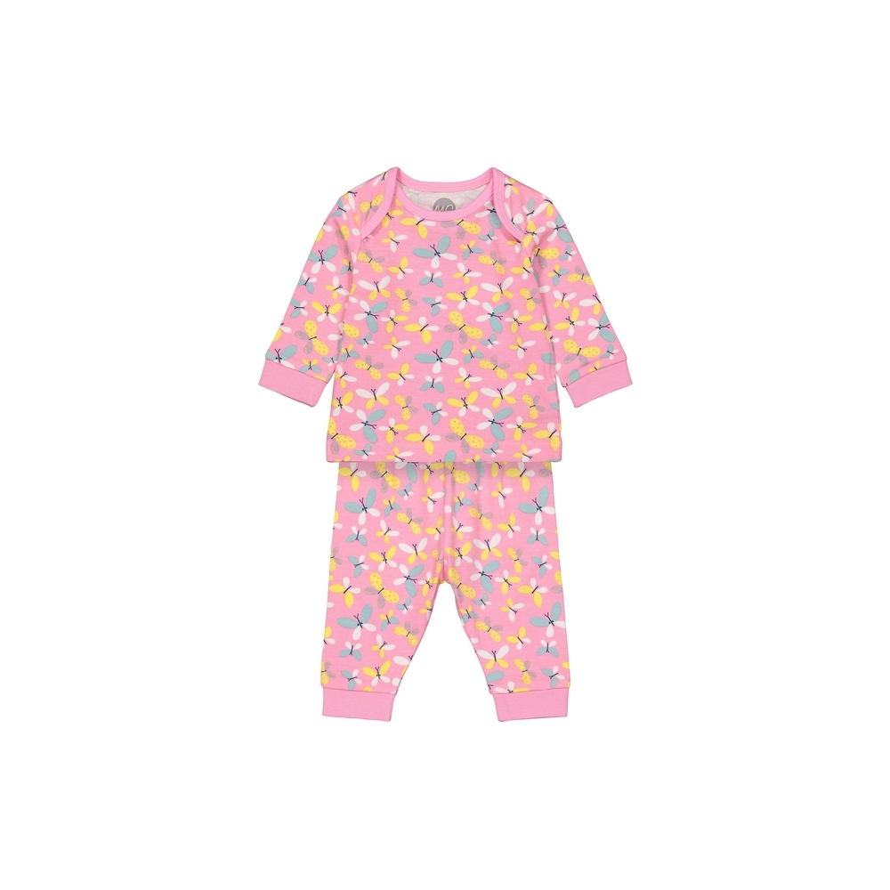 

Girls Full Sleeves Pyjamas Butterfly Print - Pink