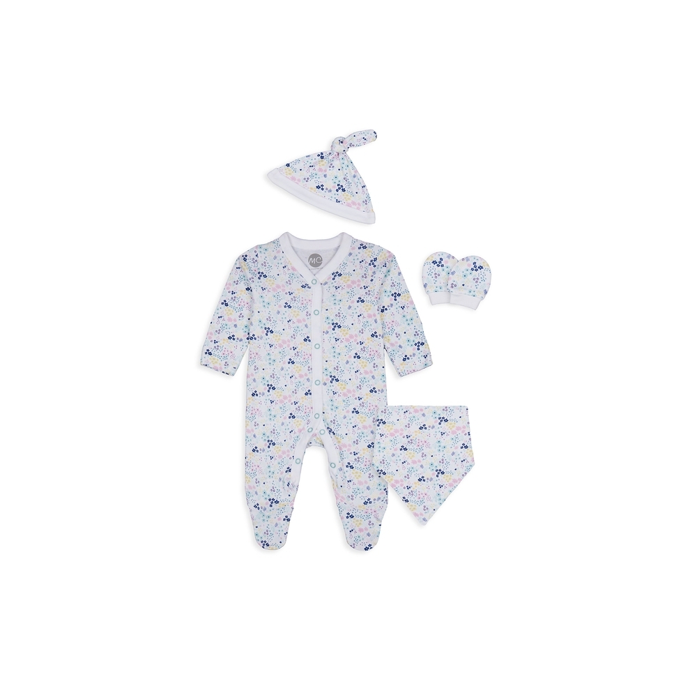 

Girls 4 Piece Set Floral Print - White