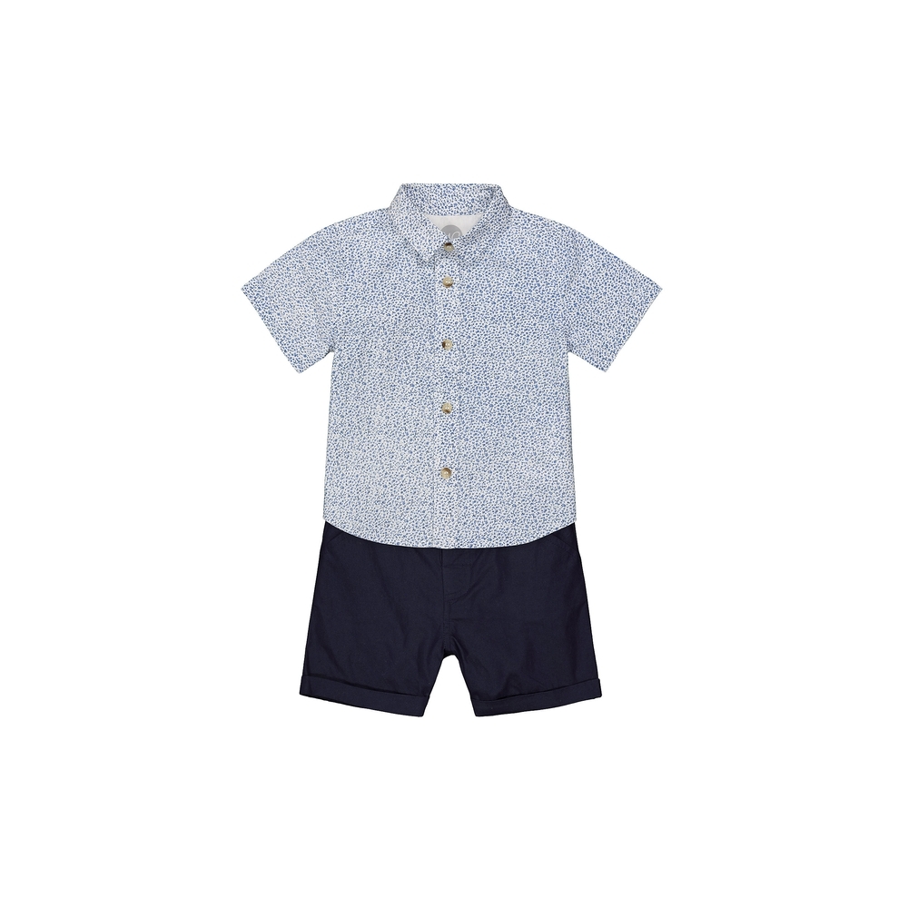 

Boys Half Sleeves Shirt And Shorts Set Floral Print - Navy