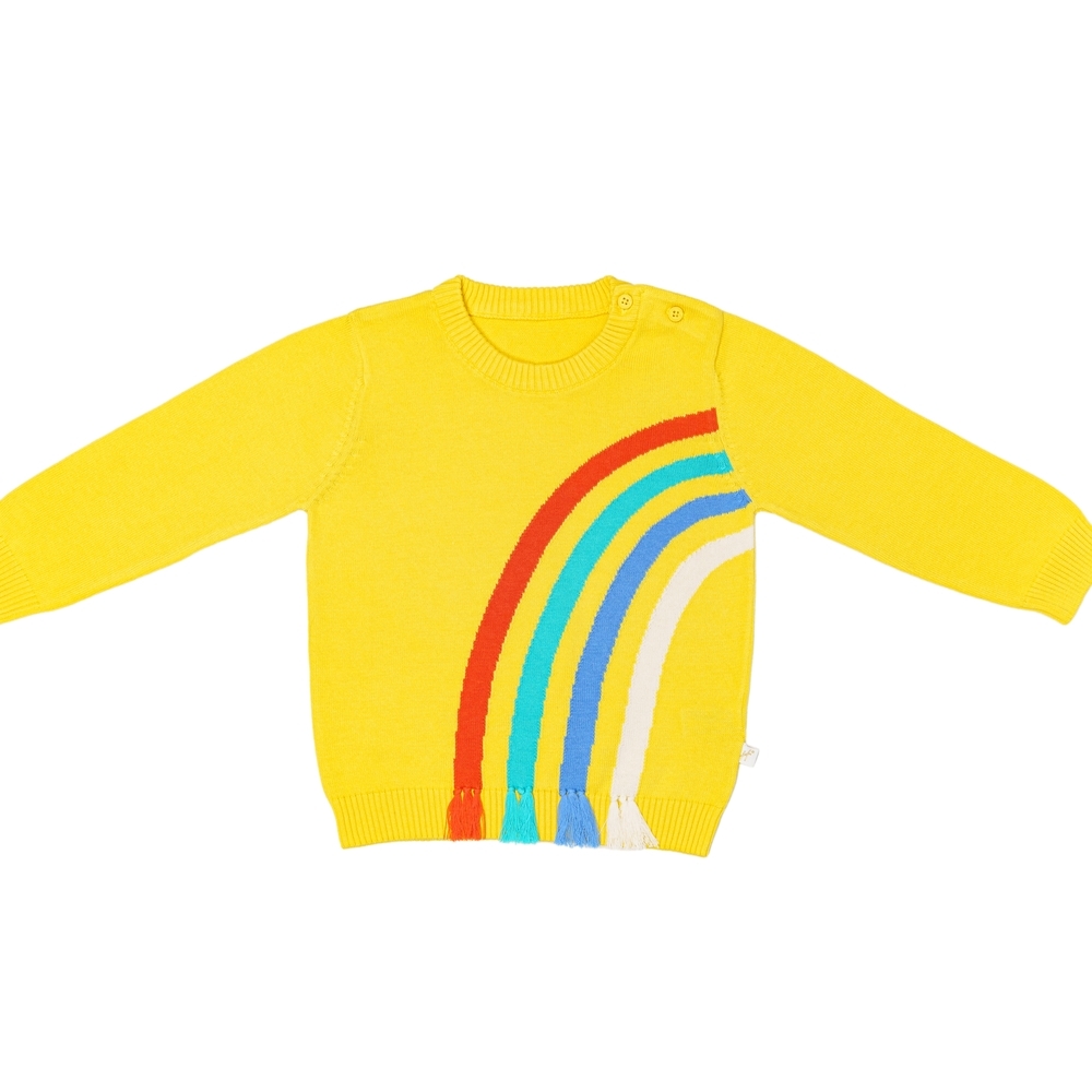 

H by Hamleys Boys Full Sleeve Sweater Rainbow Design-Yellow