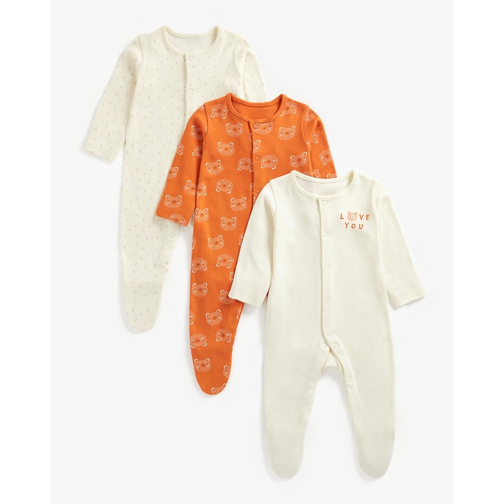 

Unisex Full Sleeves Sleepsuit Bear Print - Pack Of 3 - Multicolor