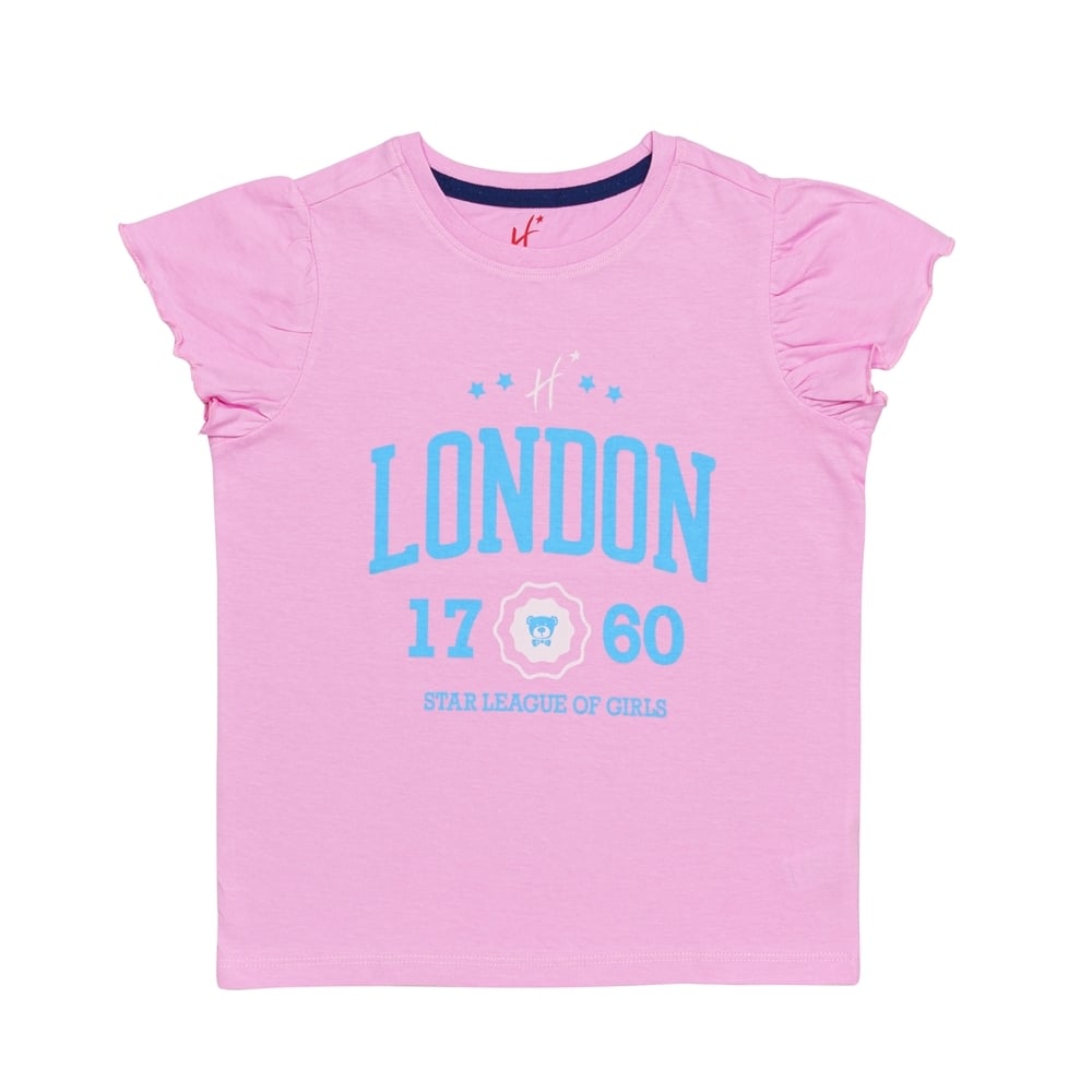 

H by Hamleys Girls Short Sleeves Top Heritage Chest Print-Pink