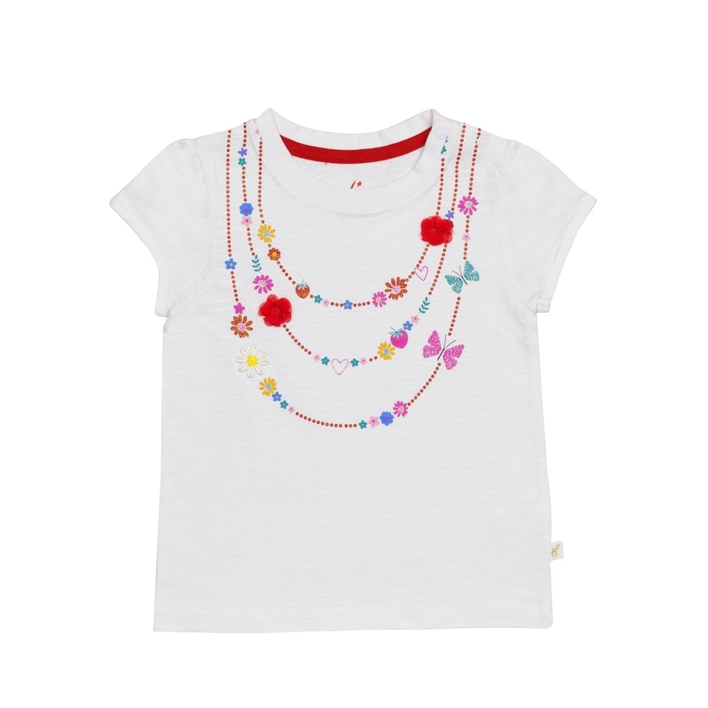 

H by Hamleys Girls Short Sleeves T-Shirt Necklace Print-White