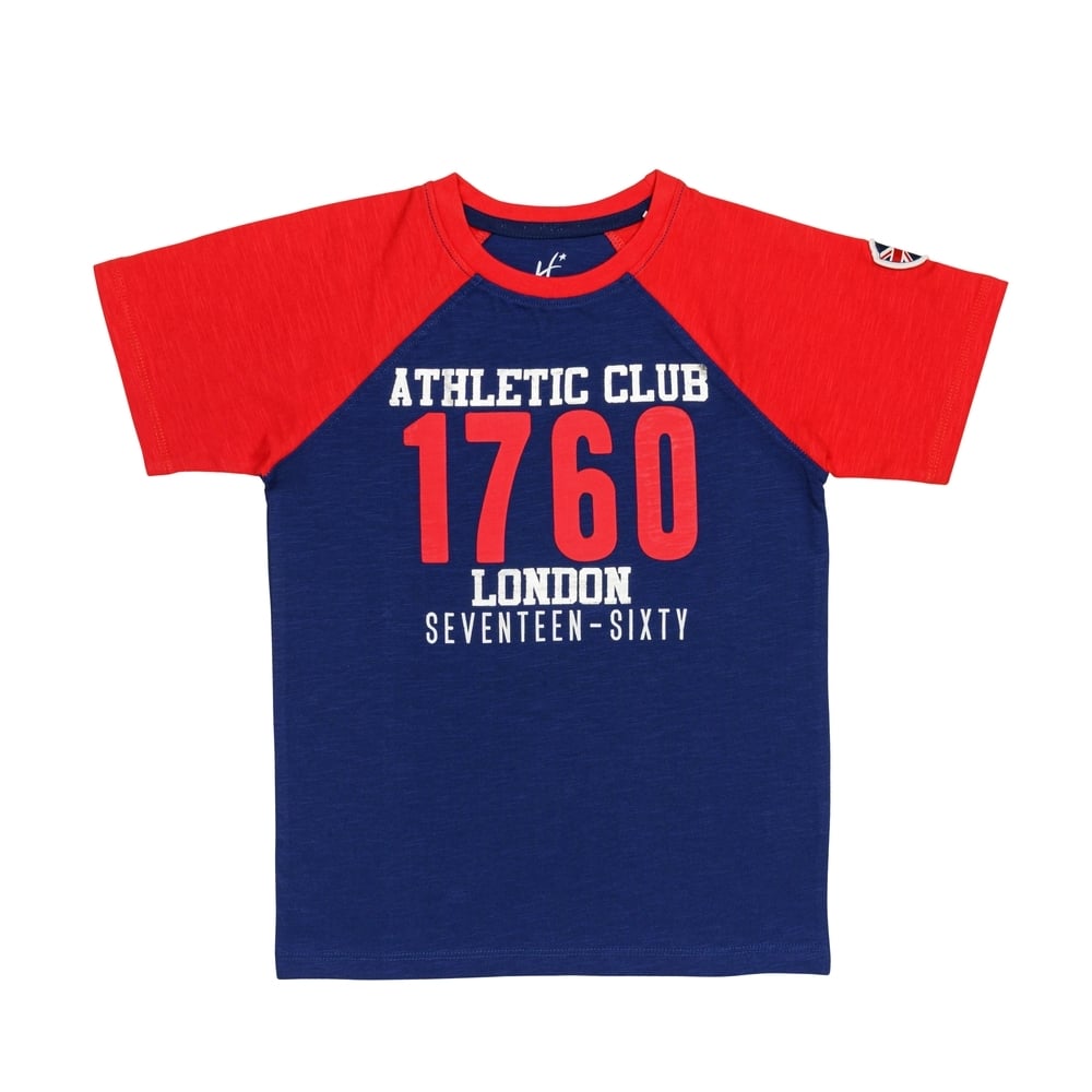 

H by Hamleys Boys Short Sleeves T-Shirt Sporty Raglan-Navy Multi