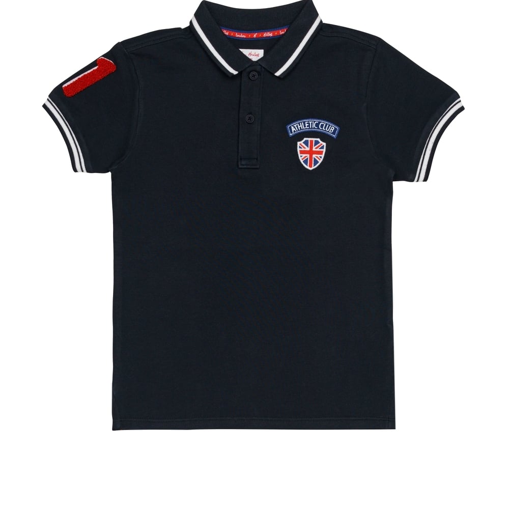 

H by Hamleys Boys Short Sleeves Polo T-Shirt Badge Print-Dark Navy