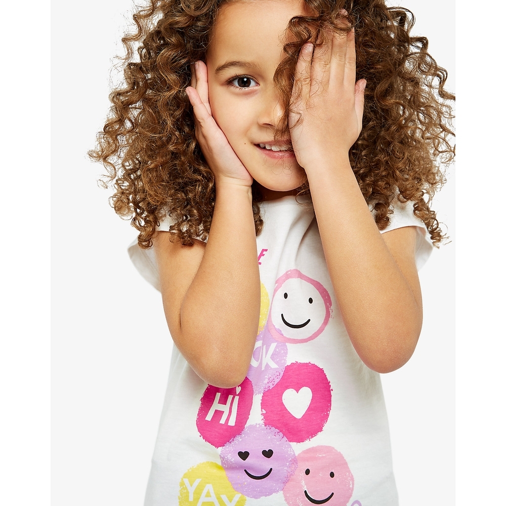 

Girls Half Sleeves Tops Cute Emoji-Pink