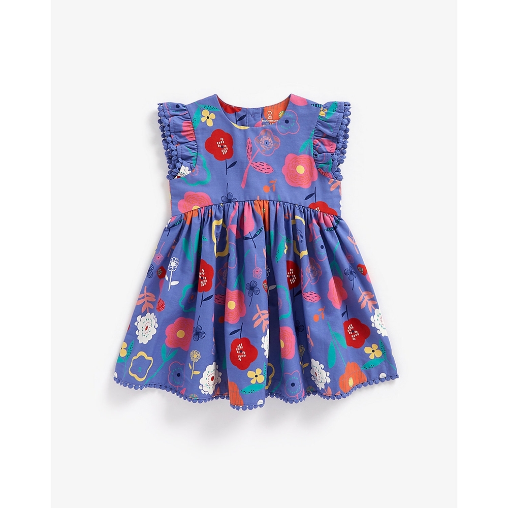 

Girls Sleeveless Dress Floral Design-Blue