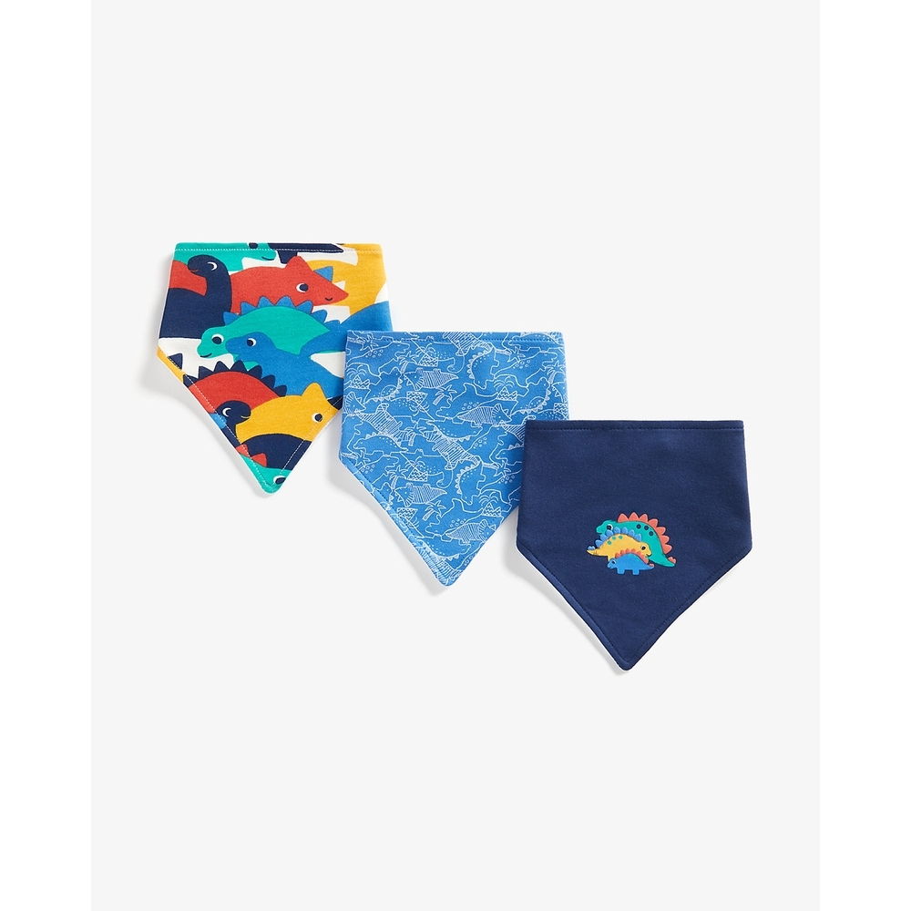 

Boys Bibs Dino Design-Pack of 3-Blue