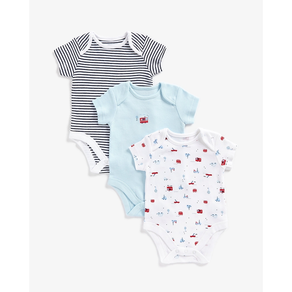 

Boys Bodysuits -Pack of 3-Blue