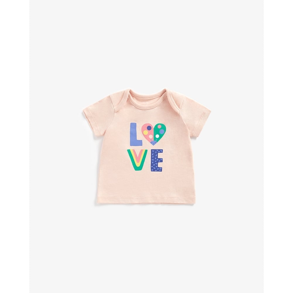 

Girls Half Sleeves T-Shirt Love Print-Pink