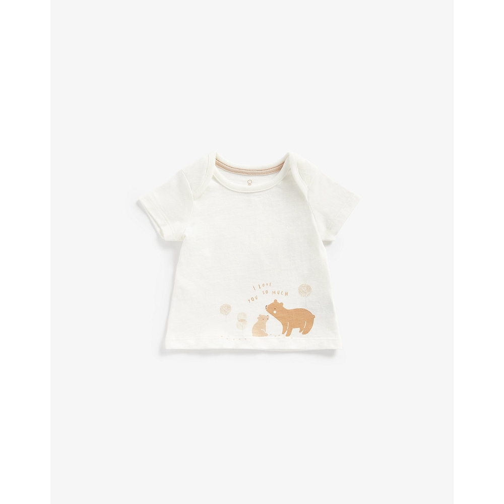 

Unisex Half Sleeves T-Shirt Cute Bear-White
