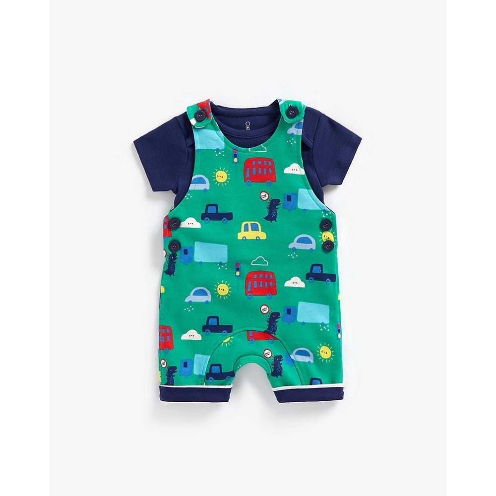 

Boys Half Sleeves Dungaree Onesies Set -Green