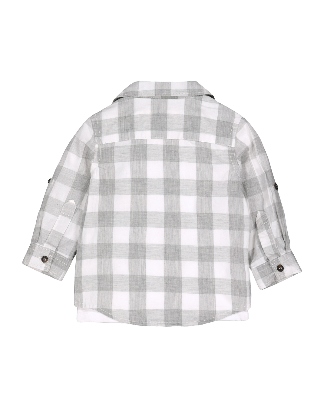 Boys Embroidery Checked Shirt 4-5Y / Grey / Short Sleeves