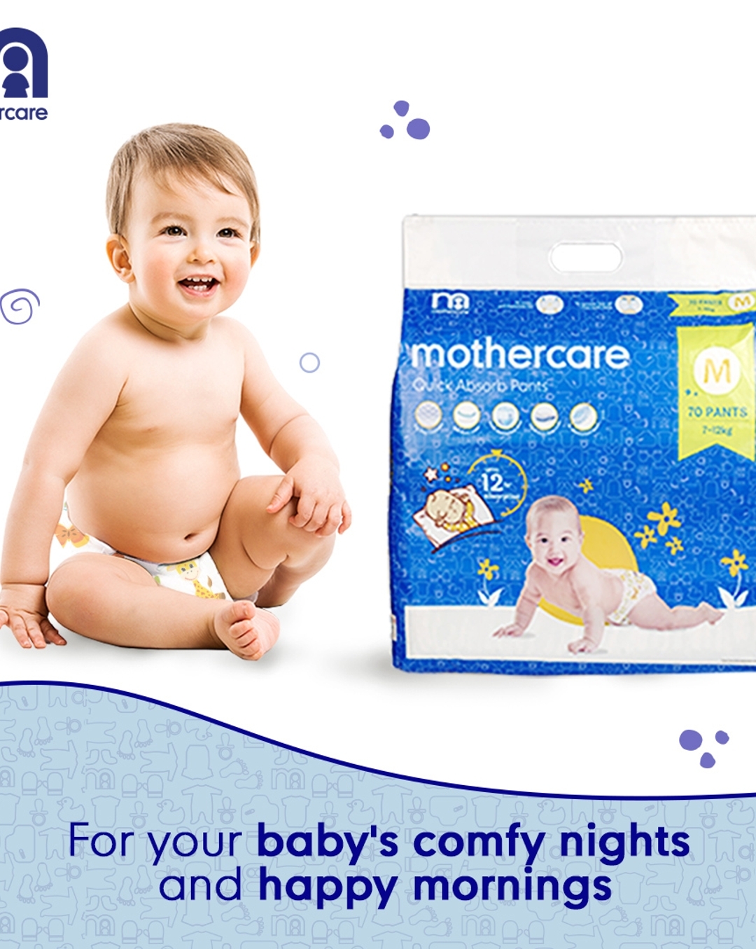 Baby Diaper Pants Medium M Size 712 kgs with ADL Technology  76 Count   12 Hours Protection