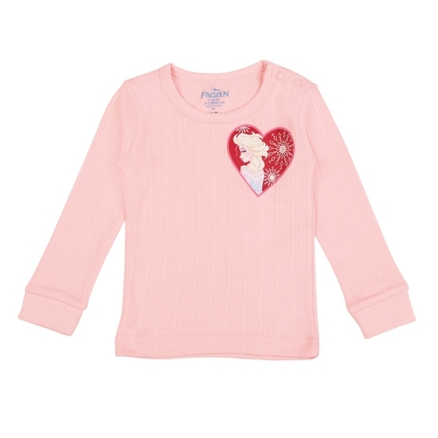 Girls Full Sleeves Frozen Thermal Vest-Pink
