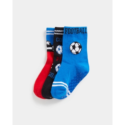 Boys Socks Football Design-Pack Of 3-Multicolor