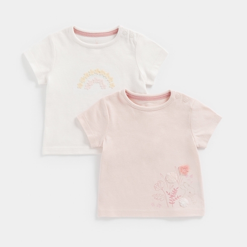 Mothercare Girls Half Sleeves My First Collection T-shirt-Pack of 2-Multi