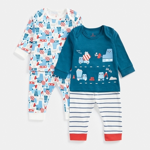 Mothercare Boys Full Sleeves Boy Pyjama-Pack of 2-Multi