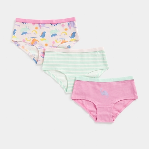 Mothercare Girls Dino deisgn Hipster-Pack of 3-Multi