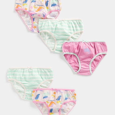 Mothercare Girls Dino deisgn Brief-Pack of 5-Multi