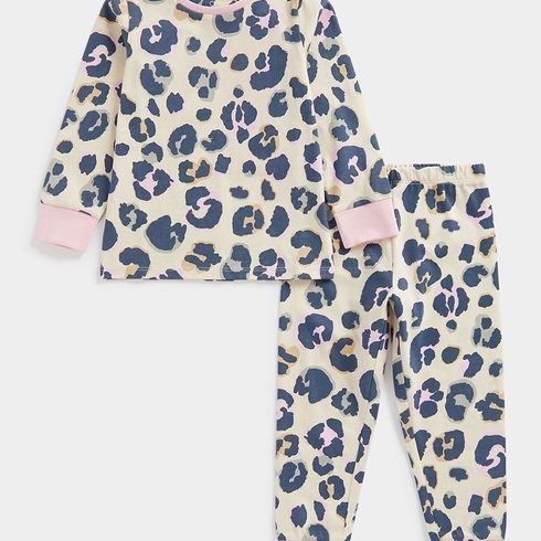 Mothercare Girls Full Sleeves Leopard Print Pyjama -Multi