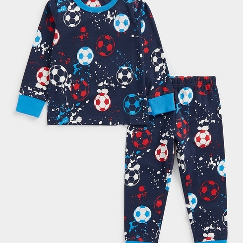 Mothercare Boys Full Sleeves Football Print Pyjama -Multi