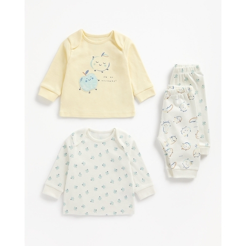 Unisex Full Sleeves Pyjama Set -Pack Of 2-Multicolor