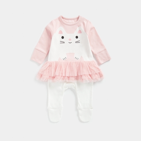 Mothercare Girls Full Sleeves All In Ones - Pink