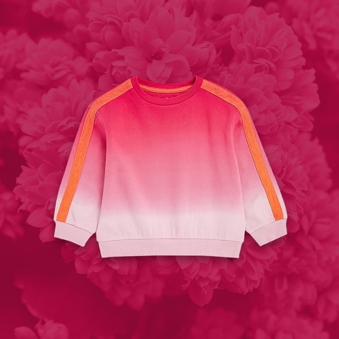 Girls Full Sleeves Sweatshirt Ombre-Pink