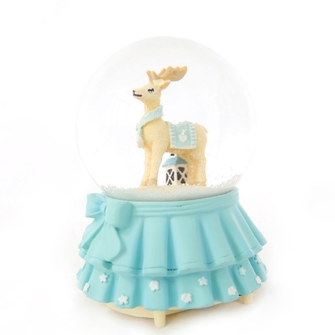Blue Reindeer Snowglobe 100Mm