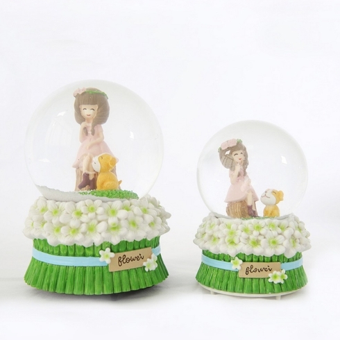 Green Flower Girl Snowglobe 100Mm