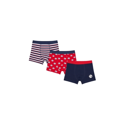 Boys Briefs Striped And Football Print - Pack Of 3 - Multicolor