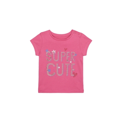Girls Half Sleeves T-Shirt Text Print - Pink