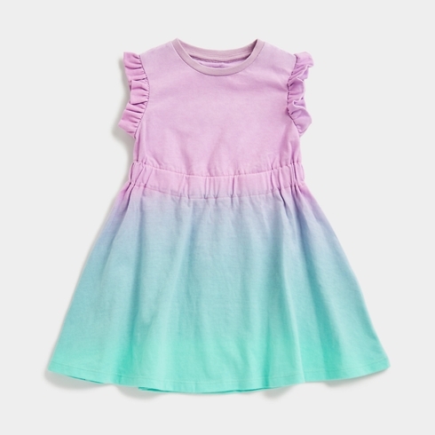 Mothercare Girls Short Sleeve Ombre Casual Dress -Purple