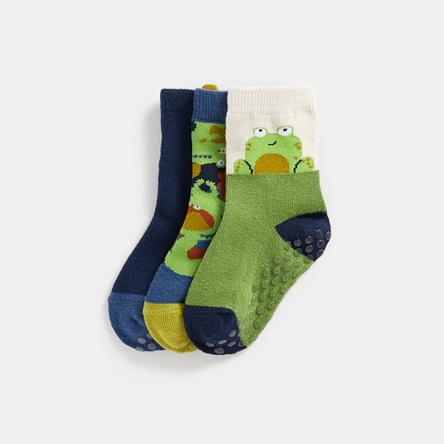 Mothercare Boys Animal Slip Socks-Pack of 3-Multicolour