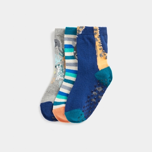 Mothercare Boys Jungle Print Socks-Pack of 3-Multicolour