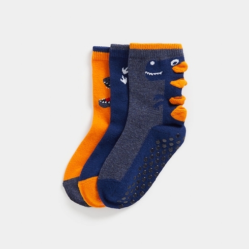 Mothercare Boys Dino deisgn Socks-Pack of 3-Multicolour