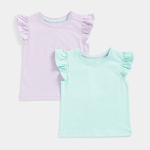 Mothercare Girls Short Sleeve T-shirt-Pack of 2-Multicolour