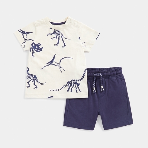 Mothercare Boys Half Sleeve Dino deisgn Short -Multicolour
