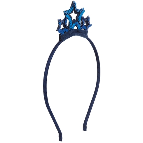 Girls Tiara Hairband Sequined Design - Navy