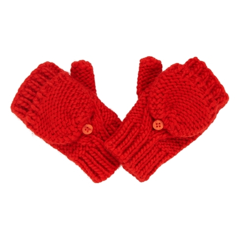 Boys Mittens Cable Knit - Red