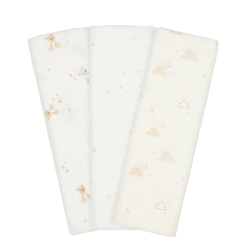 Mothercare little & loved muslins cream pack of 3