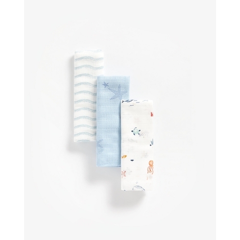 Mothercare you me & the sea muslins multicolor pack of 3