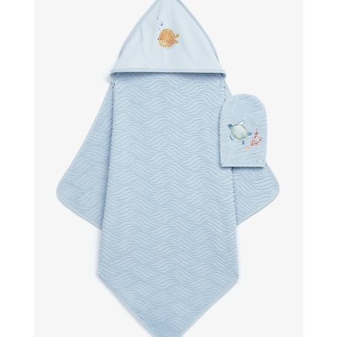 Mothercare you me & the sea cuddle n dry towel & mitt set blue