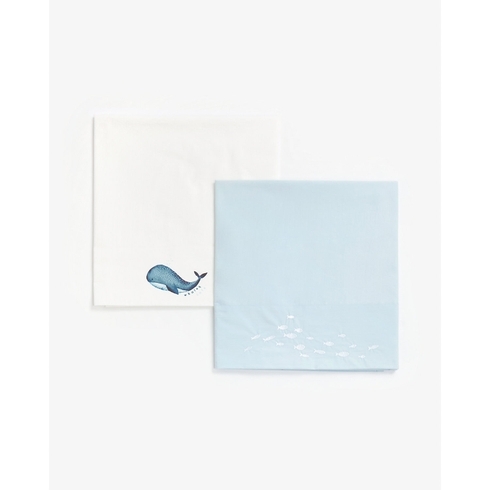 Mothercare you me & the sea flat sheets blue pack of 2