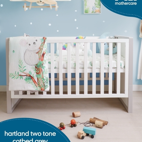 Mothercare hartland two tone cot bed grey