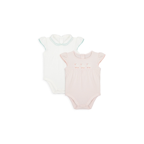Girls Half Sleeves Bodysuit Embroidered - Pack Of 2 - Multicolor