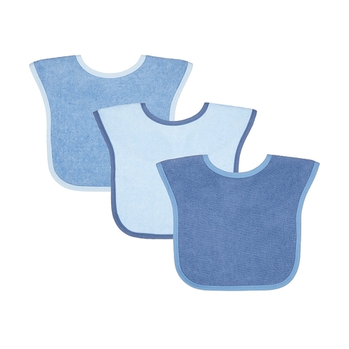 Mothercare toddler towelling bibs blue pack of 3
