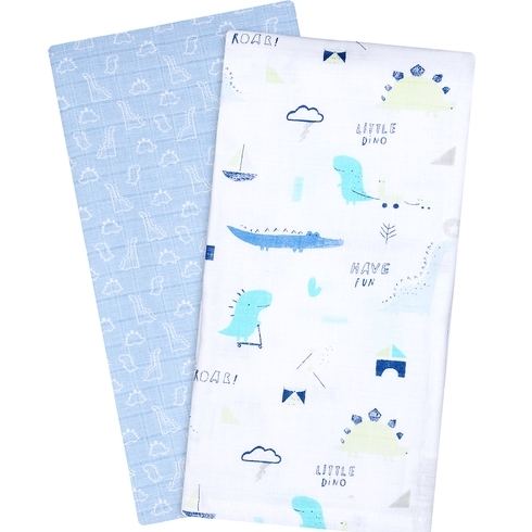 Mothercare sleepysaurus muslins blue pack of 2 extra large
